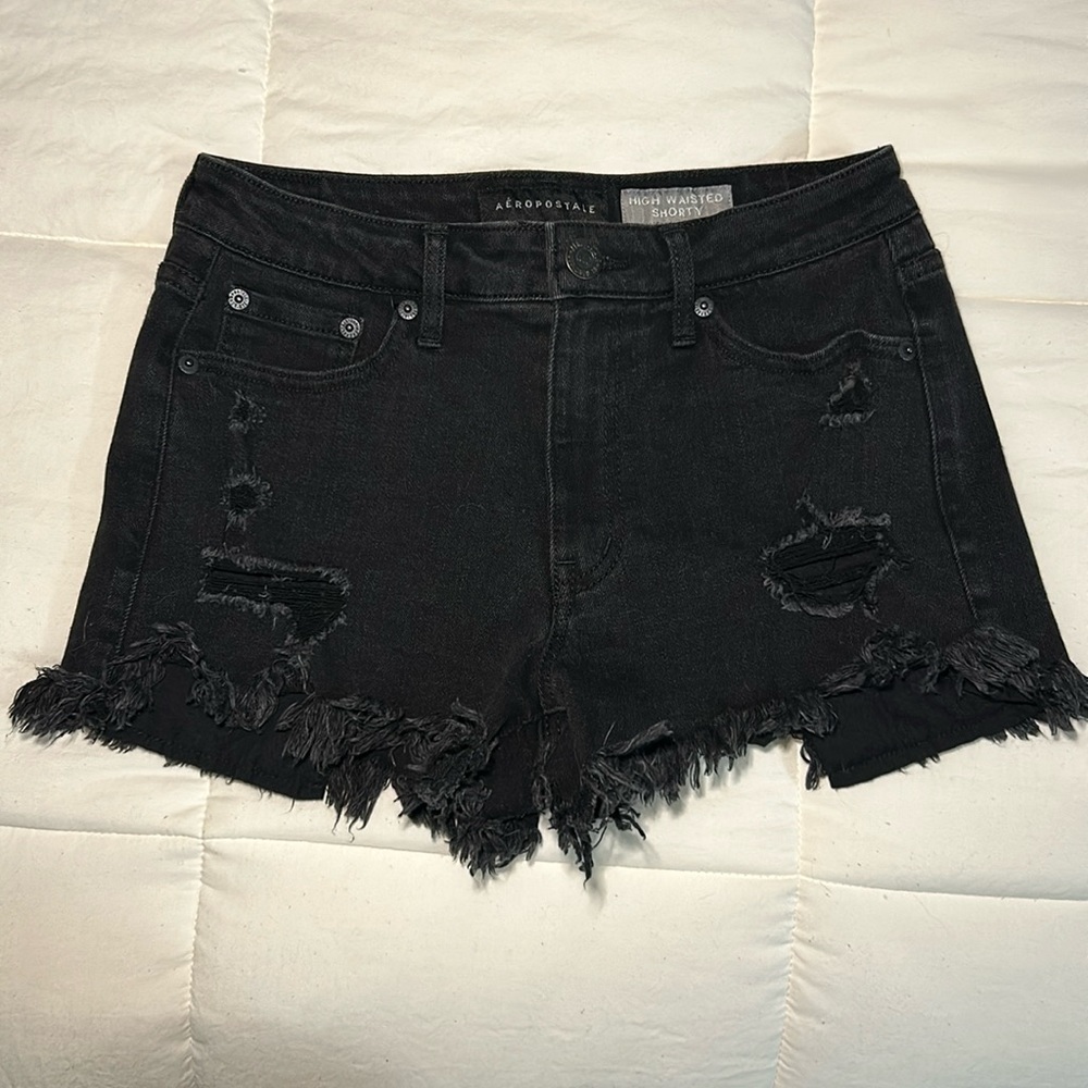 Black Aeropostale  Distressed Jean Shorts, Size 2
